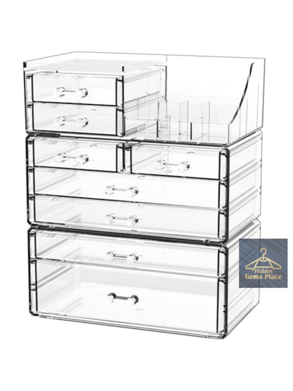Clear Acrylic Makeup Organizer Storage Case with 8 Drawers for Vanity Bathroom